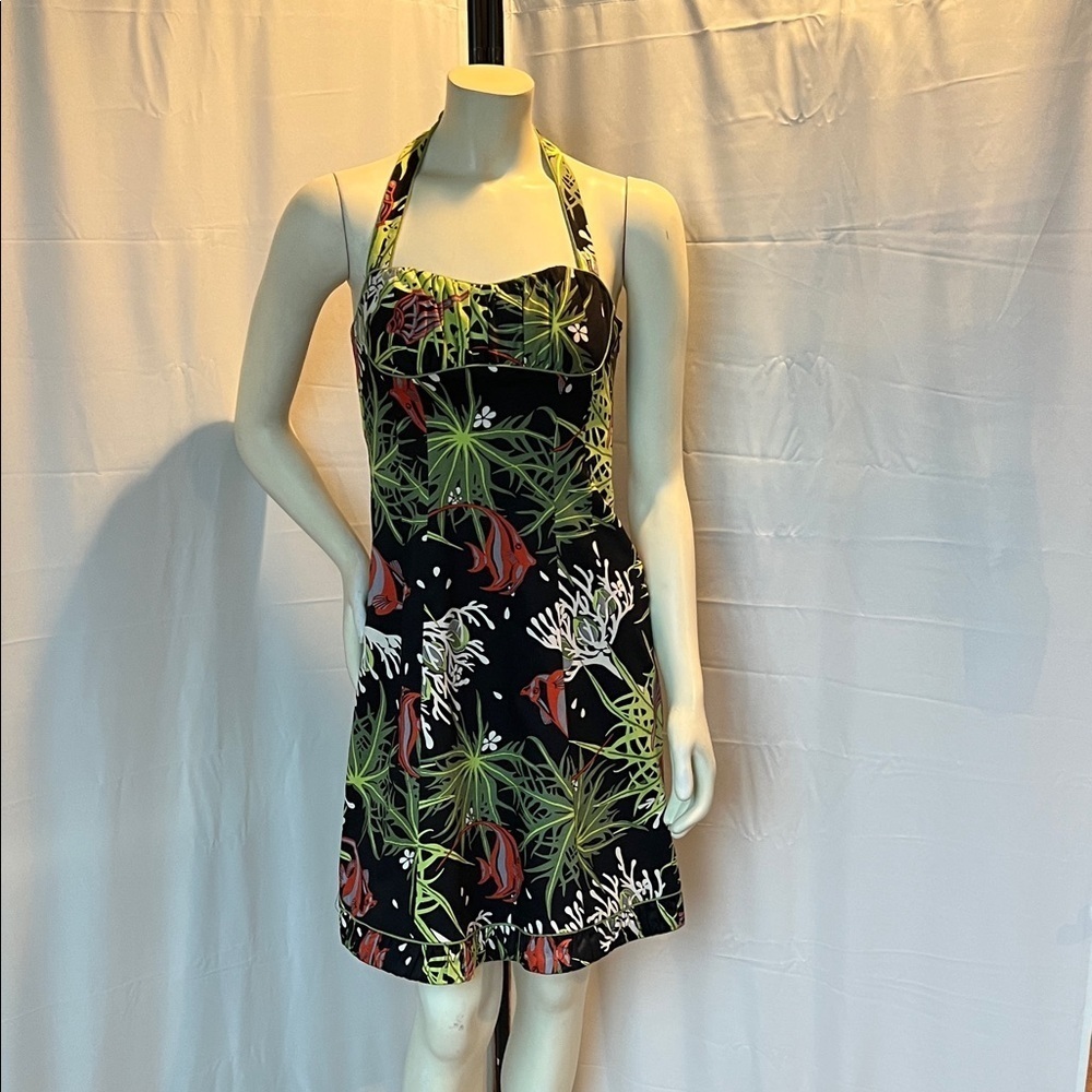 Nanette Lepore Retro Underwater Scene Halter/Strapless A-Line Dress